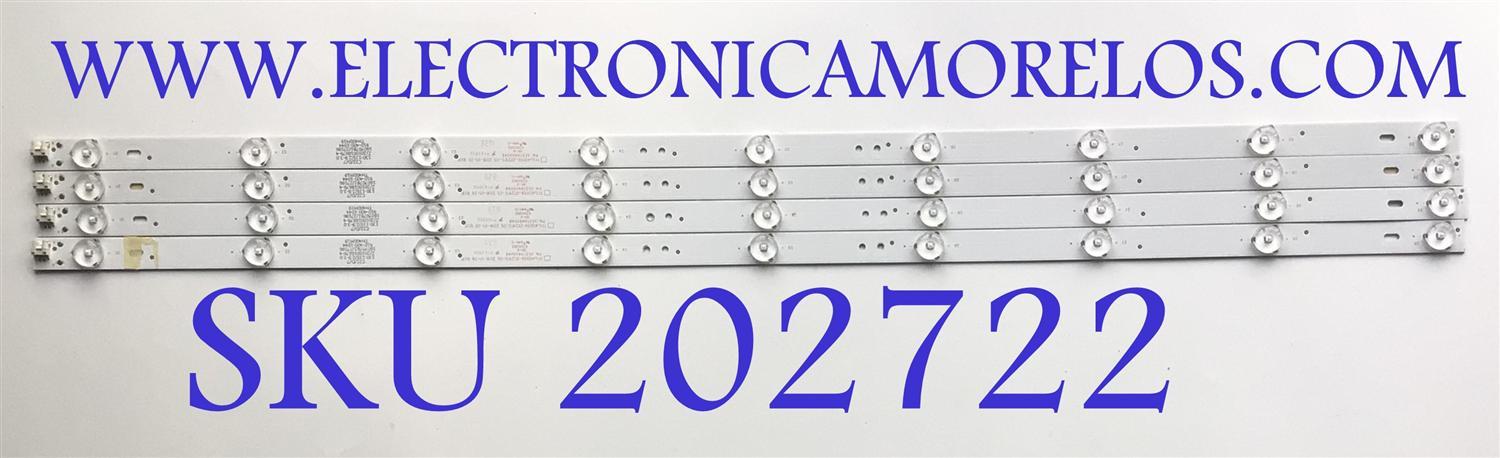KIT DE LED'S PARA TV (4 PIEZAS) / NUMERO DE PARTE TFGJ40D09-ZC21FG-05 / 303TH400049 / PY63956 / TH400M19 / 910-400-1044 / 160707B1/27186 / 2010018679-4 / E320262 / MODELO 40''